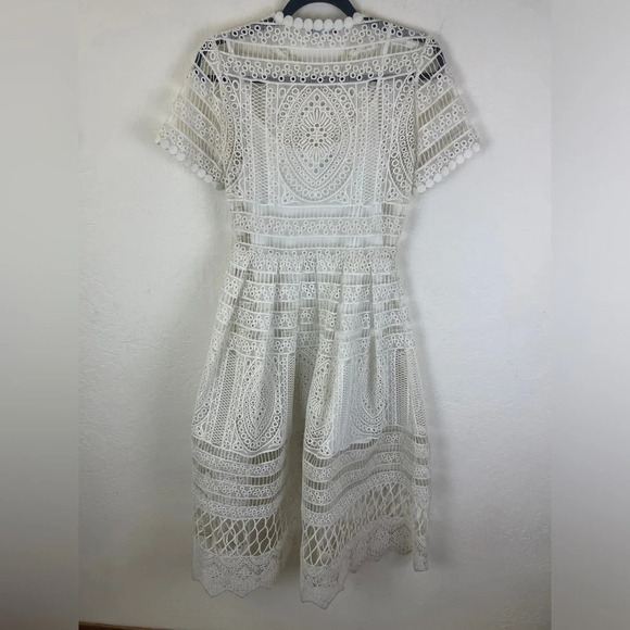 Alexis Alanna Short-Sleeve Lace Midi Dress, White in size XS - Picture 4 of 13